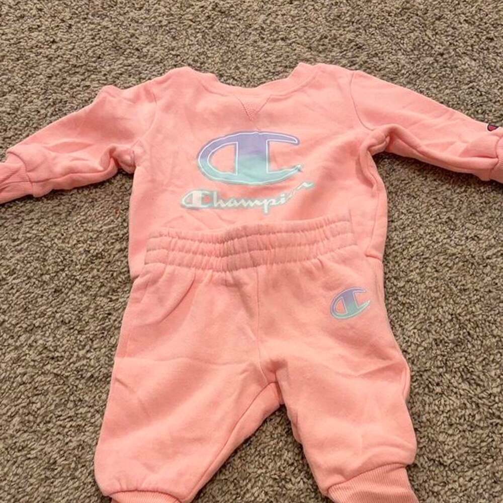 Champion Baby Girl Pink Sweatshirt and Joggers Set, Size 3/6M